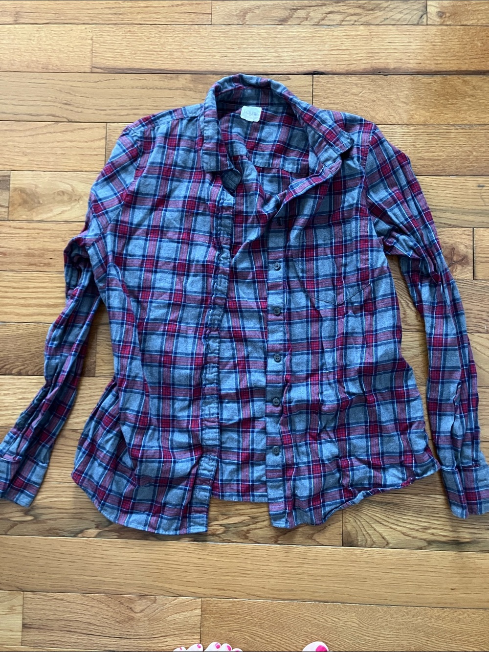 J. Crew Factory Women’s Bundle of 2 Gray and Red Perfect Flannel Shirt - Large - Picture 6 of 9